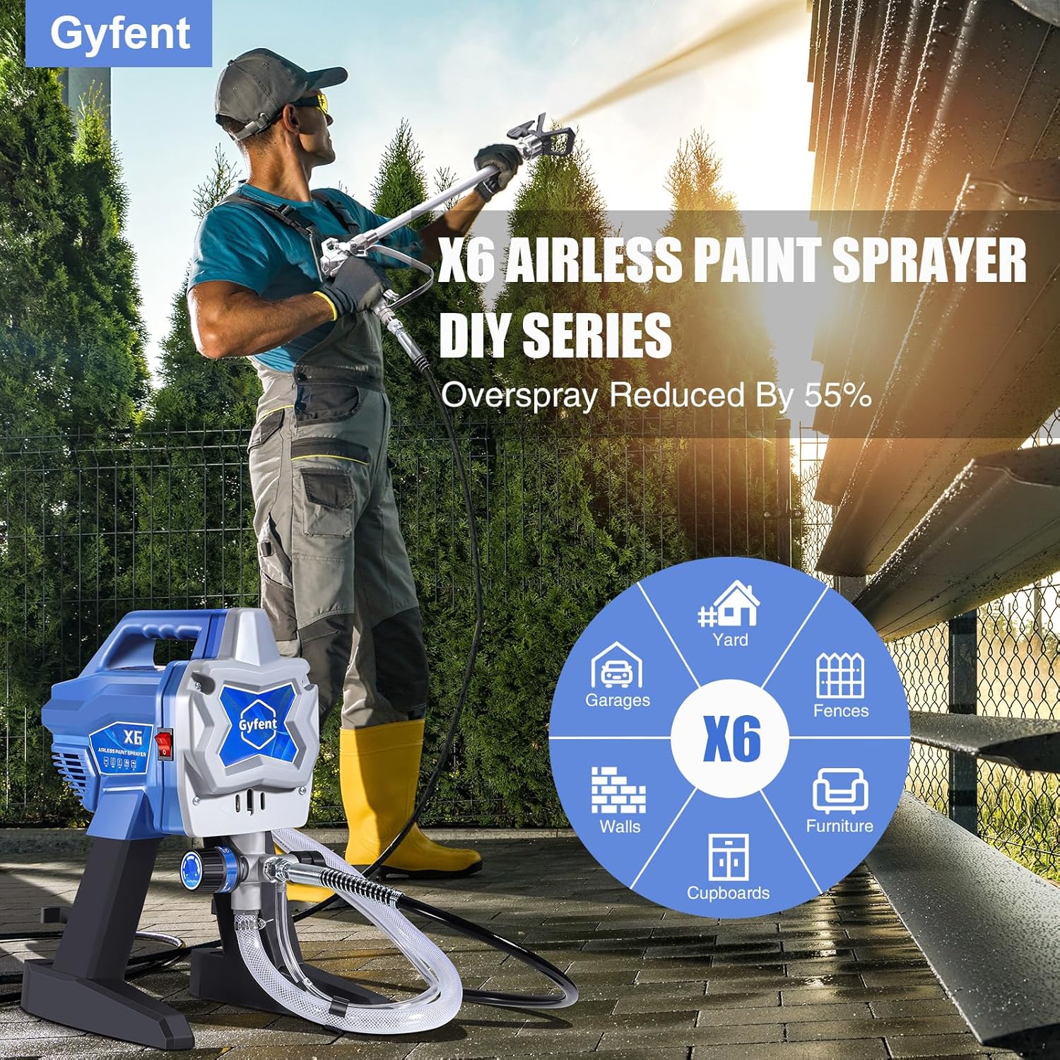 X6 Airless Paint Sprayer, 0.31GPM Paint Sprayer for Home